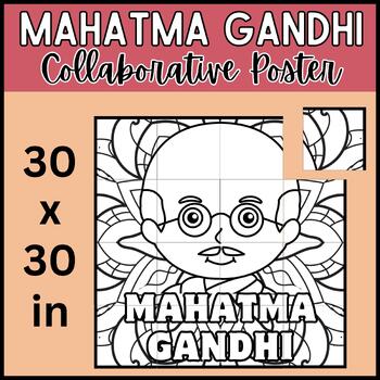 Preview of Mahatma Gandhi Coloring Collaborative Poster - Human Rights Month Leader