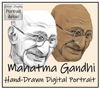 Preview of Mahatma Gandhi Hand-Drawn Digital Portrait