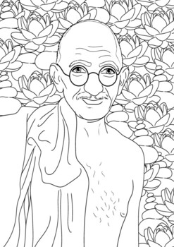 Preview of Mahatma Gandhi History Icon Hero Social Activist Peace Coloring Page india