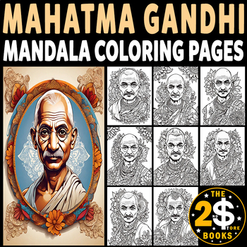 Preview of Mahatma Gandhi Mandala Coloring Book – 10 Pages