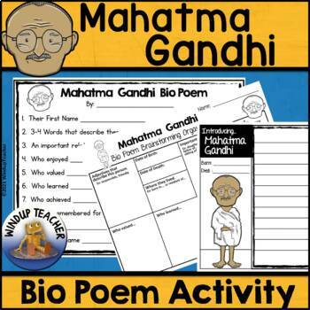 Preview of Mahatma Gandhi Biography Poem Activity and Writing Paper