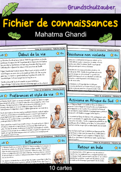 Preview of Mahatma Ghandi - Fichier de connaissances - Personnages célèbres (français)