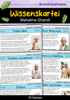 Preview of Mahatma Ghandi - Wissenskartei - Berühmte Persönlichkeiten (German)