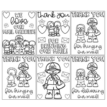 Mail Carrier Mailman- Appreciation Coloring Cards-Community Helpers ...