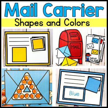 Preview of Mail Carrier Shapes and Colors Centers Preschool Community Helpers
