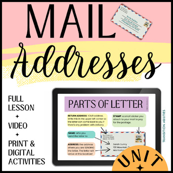 Preview of Mail & Letter Addresses Lesson | Mailroom Job Life Skills Activity | SPED Unit