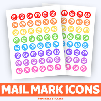Preview of Mail Mark Icons Stickers - Colorful Printable Sticker Set - Digital Download
