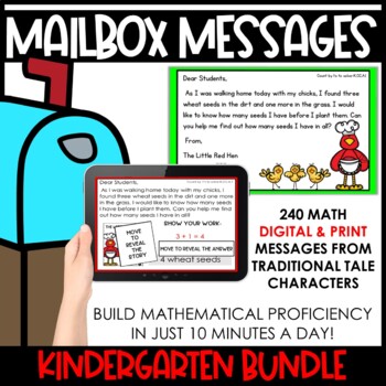 Preview of Mailbox Messages for Kindergarten| Daily Math Traditional Tales
