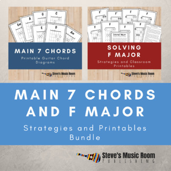 Preview of Main 7 and F Major Printable Chord Chart Diagrams | Bundle | Strategies