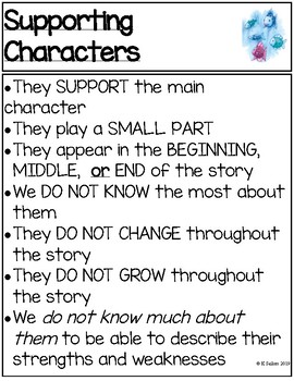 Main Character/Supporting Character by Kindergarten Sailors | TPT