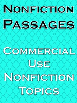 Preview of Nonfiction Text Reading Comprehension Passages Commercial Use