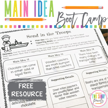 Preview of FREE Topic or Main Idea Activity | Main Idea and Supporting Details | Worksheet