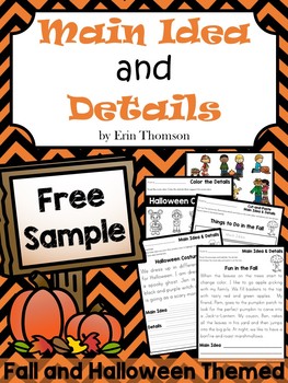 Preview of Main Idea Activities ~ FREE SAMPLE {Fall and Halloween Themed}