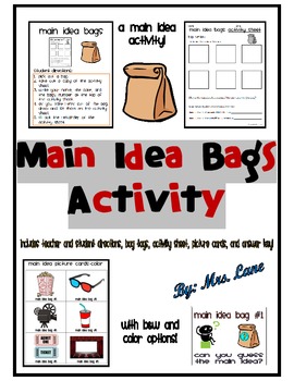 Preview of Main Idea Bags Activity (Includes 23 Different Bag Themes!)