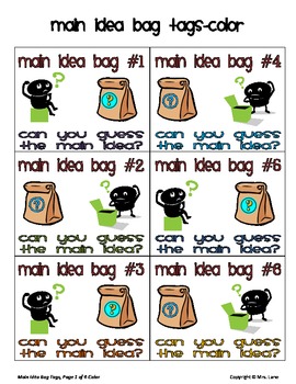 Main Idea Bags Activity (Includes 23 Different Bag Themes!) by Mrs. Lane
