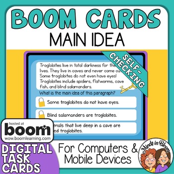 Preview of Main Idea Boom Cards Digital Task Cards with Audio Support