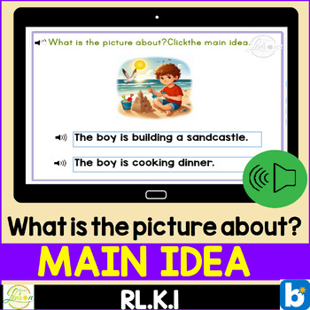 Preview of Main Idea Boom Cards | What is the picture about? | Digital resource