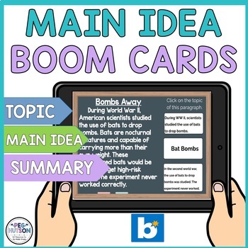 Preview of Main Idea Boom Cards in Informational Passages for Topic, Summary & Main Idea