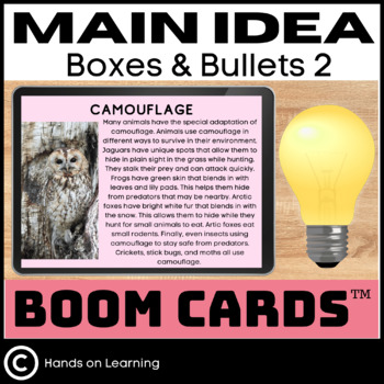 Preview of Main Idea Boxes and Bullets 2 Boom Cards