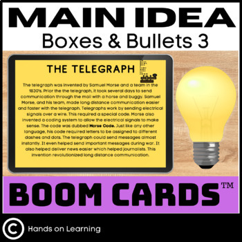 Preview of Main Idea Boxes and Bullets 3 Boom Cards