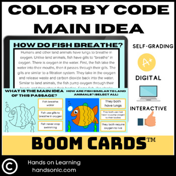 Preview of Main Idea Color By Code Boom Cards