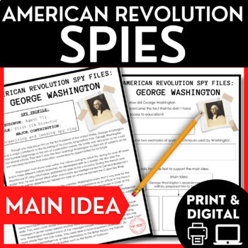 Preview of American Revolution Spies Reading Passages & Project - Main Idea & Details ELA