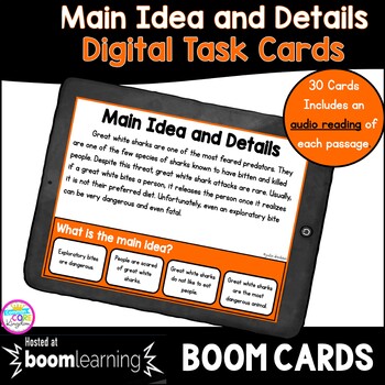Preview of Main Idea & Details Boom Cards™ 4th & 5th Grade - Distance Learning Task Cards