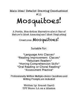 Preview of Main Idea! Details! Drawing Conclusions! #11: Mosquitoes!