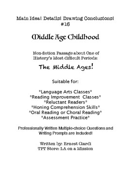 Preview of Main Idea! Details! Drawing Conclusions! #16: Middle Age Childhood