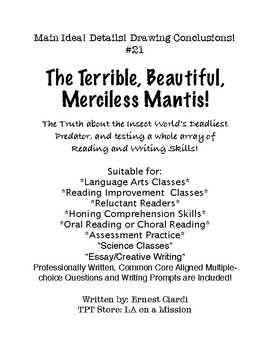 Preview of Main Idea! Details! Drawing Conclusions! #21 The Terrible, Beautiful, Merciless