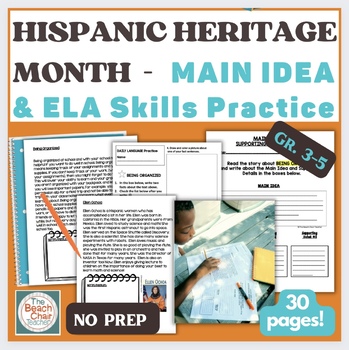 Preview of Main Idea & Details HISPANIC HERITAGE Month Worksheets, Activities Organizers
