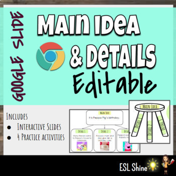 Preview of Main Idea & Details Interactive Google Slides w/ 4 Online Activities 