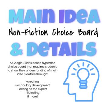 Preview of Main Idea & Details Online Choice Board