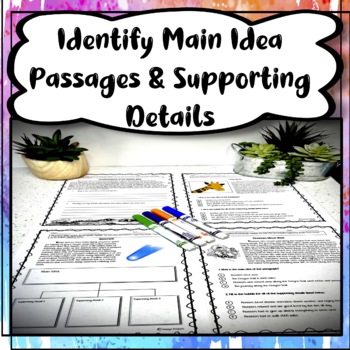 Preview of Main Idea & Details | Passages, Graphic Organizers, Questions | PDF & Digital