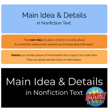 Preview of Main Idea & Details in Nonfiction Text - NO PREP Distance Learning - BOOM CARDS