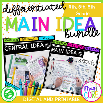 Preview of Main Idea Differentiated Reading Comprehension Passages and Questions Bundle
