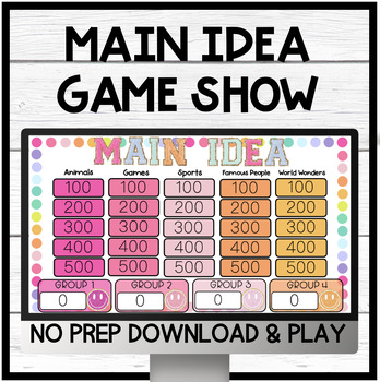 Preview of Main Idea Game Show | Reading Comprehension Review Game | ELA Test Prep
