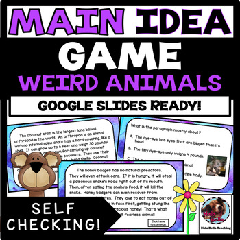 Preview of Main Idea Game Weird Animals: Google Slides Ready