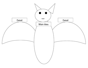 Preview of Main Idea Graphic Organizer - Bat theme 1st grade