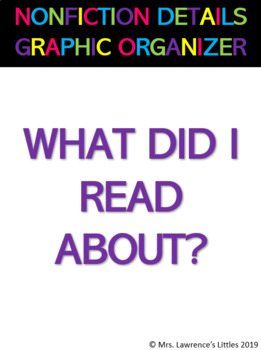 Preview of Main Idea Graphic Organizer - Details Graphic Organizer -Story Graphic Organizer