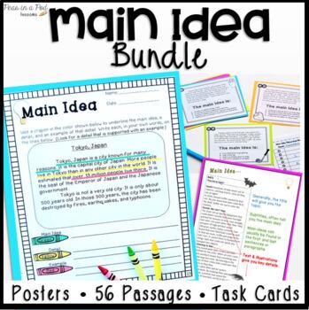 Preview of Main Idea Graphic Organizer Printable Worksheets Reading Comprehension Passages