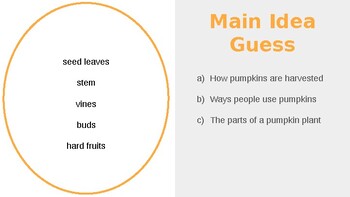 Preview of Main Idea Guess: From Seed to Pumpkin by Wendy Pfeffer