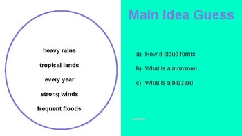 Preview of Main Idea Guess: True or False- Storms by Melvin & Gilda Berger