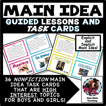 Preview of Main Idea Guided Lessons and Task Cards