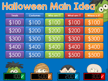 Preview of Main Idea - Halloween - Jeopardy Style Game GC Distance 