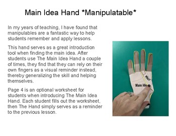 Preview of Main Idea Hand *Manipulatable*