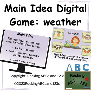 Preview of Main Idea Identification of Weather Passages Digital Whole Group Powerpoint Game