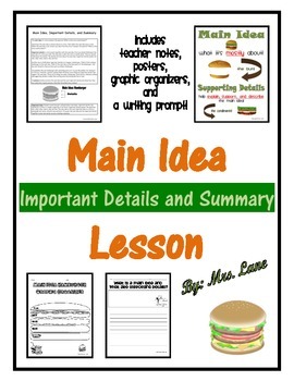 Preview of Main Idea Important Details and Summary Lesson