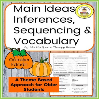 Preview of Main Idea, Inferences, Sequencing & Vocabulary in Middle School Speech Therapy 2