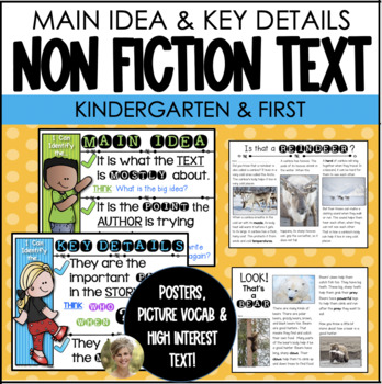 Preview of Main Idea & Key Details Posters & Informational Text for First & Kindergarten